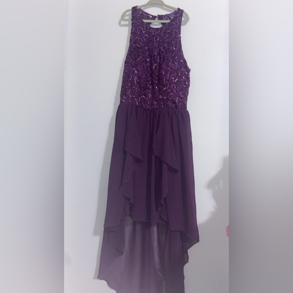 Purple Sleeveless High-Low Dress